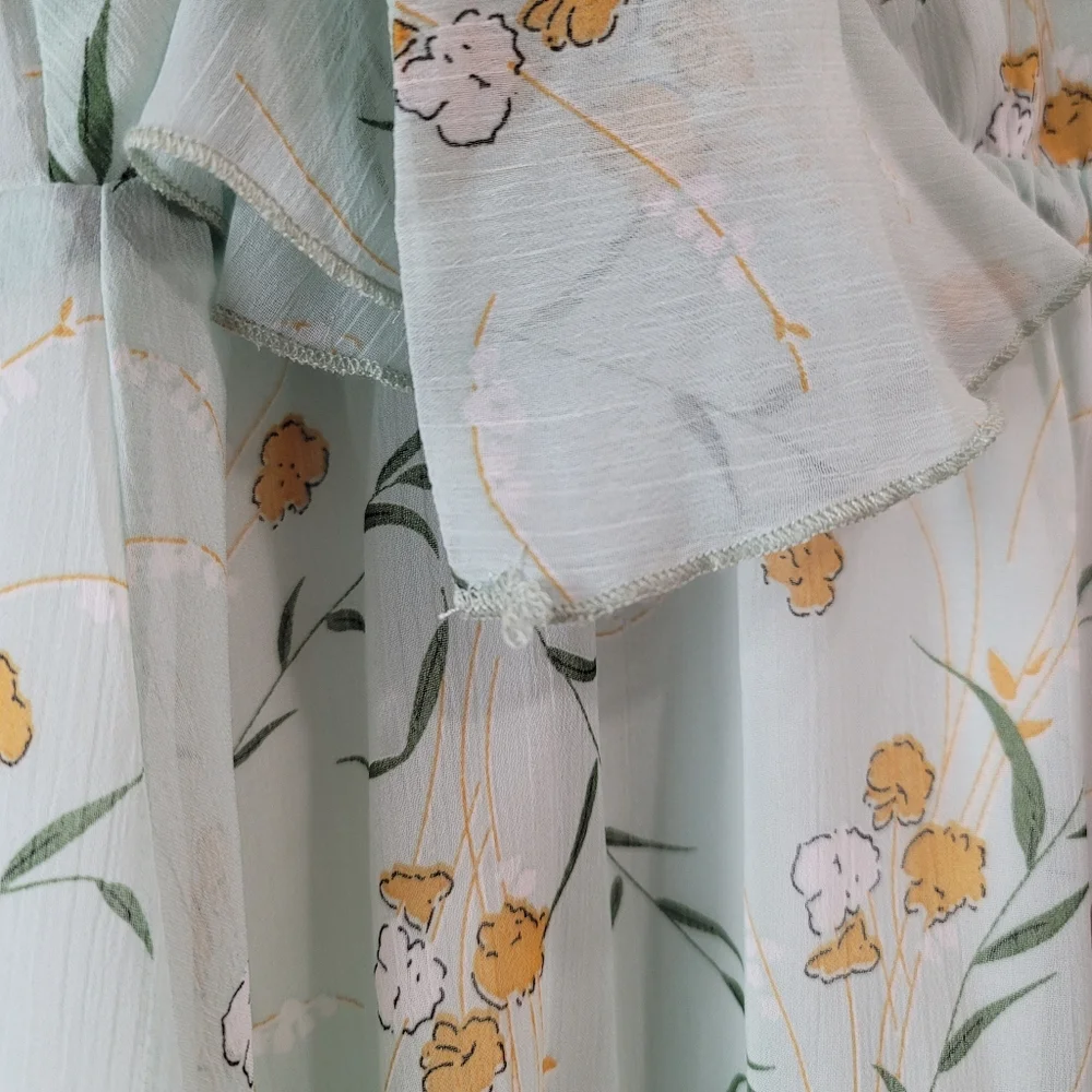Floral Maxi Dress V Neck High Waist Chiffon Sz S NWT - Picture 13 of 17